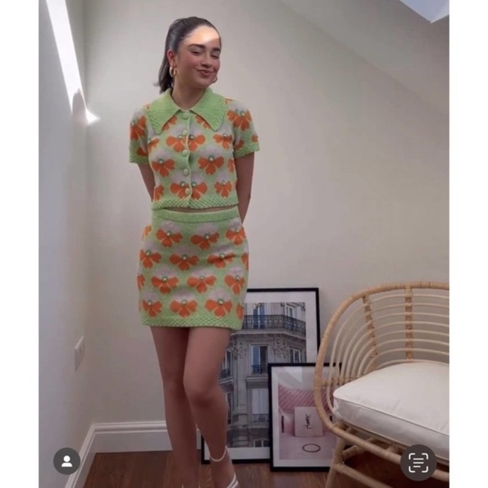 Price Firm - ZARA Bloggers Fav Jacquard Knit Skirt + Polo Shirt Set